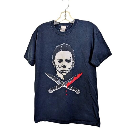 Vintage Michael Meyers Mens Medium T Shirt Black Cotton Halloween Horror - Picture 2 of 7